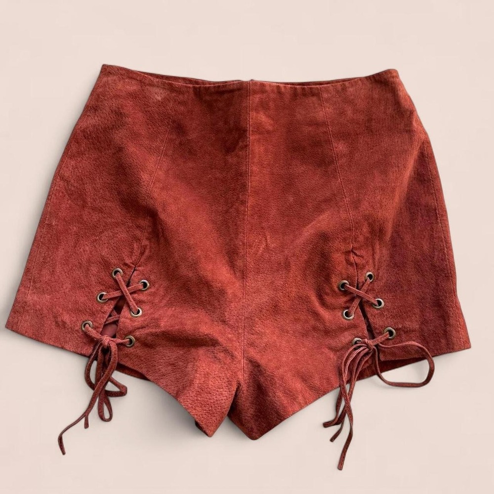 TOBI Women's Small Rust Suede Lace-Up Shorts